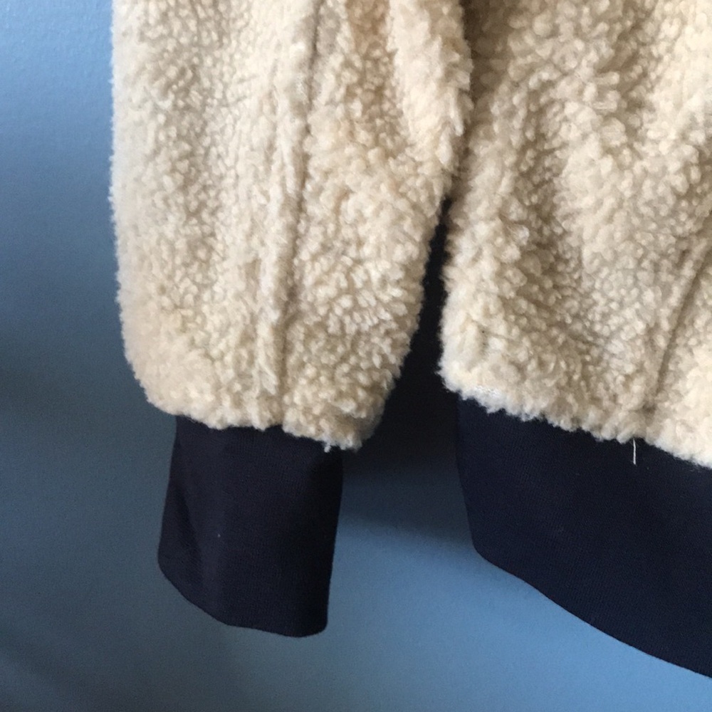NWOT Vintage JACHS beige 1/4 button faux sherpa pull over mens sweatshirt size L - Picture 4 of 13